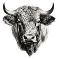 Cow head sketch. Bull heads engraving, livestock agriculture cattle food isolated face ink vector hand drawing Royalty Free Stock Photo