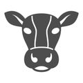 Cow head solid icon, livestock concept, cattle sign on white background, Dairy cow head silhouette icon in glyph style Royalty Free Stock Photo