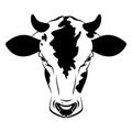 Cow head stylized symbol, cow portrait.Silhouette of farm animal Royalty Free Stock Photo