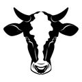 Cow head stylized symbol, cow portrait.Silhouette of farm animal