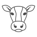 Cow head thin line icon, livestock concept, cattle sign on white background, Dairy cow head silhouette icon in outline Royalty Free Stock Photo