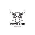 Cow head vintage style logo design Royalty Free Stock Photo