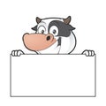 Cow holding blank sign Royalty Free Stock Photo