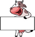 Cow Holding Wide Banner Color Illustration