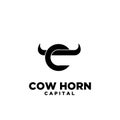 Cow horn head ring nose initial letter c logo icon design vector illustration Royalty Free Stock Photo