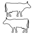 Cow icon black fill color set Flat illustration Royalty Free Stock Photo