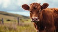 cow isolated, Calf face , selective focus. Generative Ai Royalty Free Stock Photo