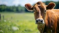 cow isolated, Calf face , selective focus. Generative Ai Royalty Free Stock Photo