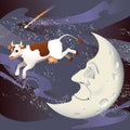 The Cow Jumped Over the Moon Royalty Free Stock Photo