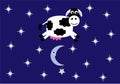 Cow Jumped Over The Moon Vector Illustration