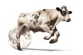 Cow jumping over the moon on white background Royalty Free Stock Photo