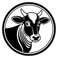 Cow Logo Icon: Circle Vector Art for Branding Excellence Royalty Free Stock Photo