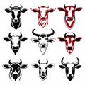 Cow Logos Collection: Set Of Isolated Logos On White Background Royalty Free Stock Photo