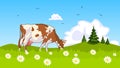 Cow in the meadow at the edge of grove Royalty Free Stock Photo