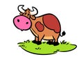 Cow meadow wonder animal character cartoon Royalty Free Stock Photo