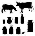 Cow and milk black silhouette