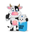 Cow and a milk bottle Royalty Free Stock Photo