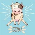 Cow milk. Vector illustration animal cute nature Royalty Free Stock Photo