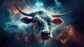 Cow Nebulae And Galaxies Float In Space In The Smokelike Clouds Of Gas. Generative AI