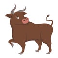 Cow or Oxen cartoon vector illustration, farm animal and symbol of chinese zodiac