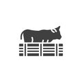 Cow in paddock vector icon