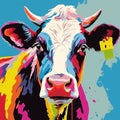 Colorful Pop Art Cow Painting By Martin Ansin