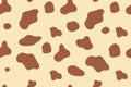 Cow pattern. Dalmatian seamless patches. Animal skin color with brown spots on a beige background.
