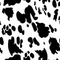 Cow pattern. Seamless texture with domestic animal skin imitation effect. Black spots on white. Animalistic print for Royalty Free Stock Photo