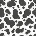 Cow pattern with spots and stains. Dairy seamless texture. Cute milk theme. Vector animal skin background. Royalty Free Stock Photo