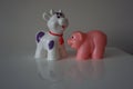 Cow and pig toys figures Royalty Free Stock Photo