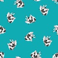 Cow pixel art pattern seamless. 8 bit farm animal background. pixelated ornament