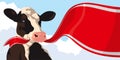 Cow with red ribbon