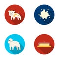 Cow, sheep, a drop of milk, butter. Milk set collection icons in flat style vector symbol stock illustration web.