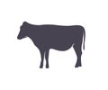 Cow silhouette, farm livestock. Animal silhouette logo design. Farm animal, domestic cattle adult. Feeding of cattle.