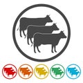 Cow silhouette icons set Royalty Free Stock Photo