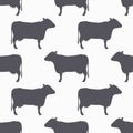 Cow silhouette seamless pattern. Beef meat background Royalty Free Stock Photo