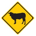 Cow Silhouette  warning sign Royalty Free Stock Photo