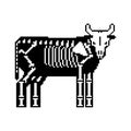 Cow skeleton pixel art. 8 bit Farm animal bones. Bull anatomy. vector illustration