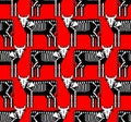 Cow skeleton pixel art pattern seamless. 8 bit Farm animal bones background. Bull anatomy texture. vector ornament