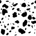 Cow skin. Dalmatians dog spots. animal skin seamless pattern. Black and white. Animal print texture. Vector background. Royalty Free Stock Photo