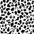 Cow skin. Dalmatians dog spots. animal skin seamless pattern. Black and white. Animal print texture.