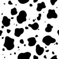 Cow Skin Seamless Pattern. Animal Fur Texture in Vector. Black and White Background for Print Royalty Free Stock Photo