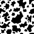 Cow skin. Seamless pattern. Cow or dalmatian spots. Black and white.  Animal print, texture. Royalty Free Stock Photo