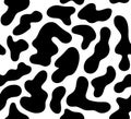 Cow Skin Seamless Pattern. Dalmatian Doodle Speck Bg. Animal Fur Texture in Vector. Black and White Background for Print Royalty Free Stock Photo