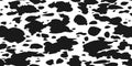 Cow skin texture, black and white spot repeated seamless pattern. Animal print. Vector Royalty Free Stock Photo