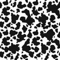 Cow skin texture, black and white spot repeated seamless pattern. Animal print. Vector Royalty Free Stock Photo