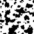 Seamless pattern. Cow or dalmatian. Spots. Black and white. Animal print, texture. Vector background. Royalty Free Stock Photo