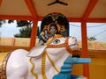 cow statue kept infront of lord Shiva at Hindi temple