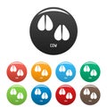 Cow step icons set color vector Royalty Free Stock Photo