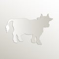 Cow symbol, bull icon, card paper 3D natural